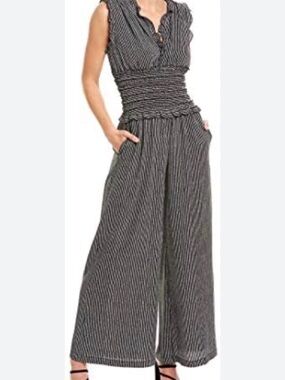 NWT Max Studio Cinch Waist Wide Leg Jumpsuit - Bell Sleeve - Medium